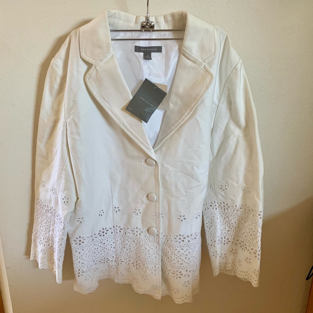 NWT Ann Taylor white denim cotton jacket